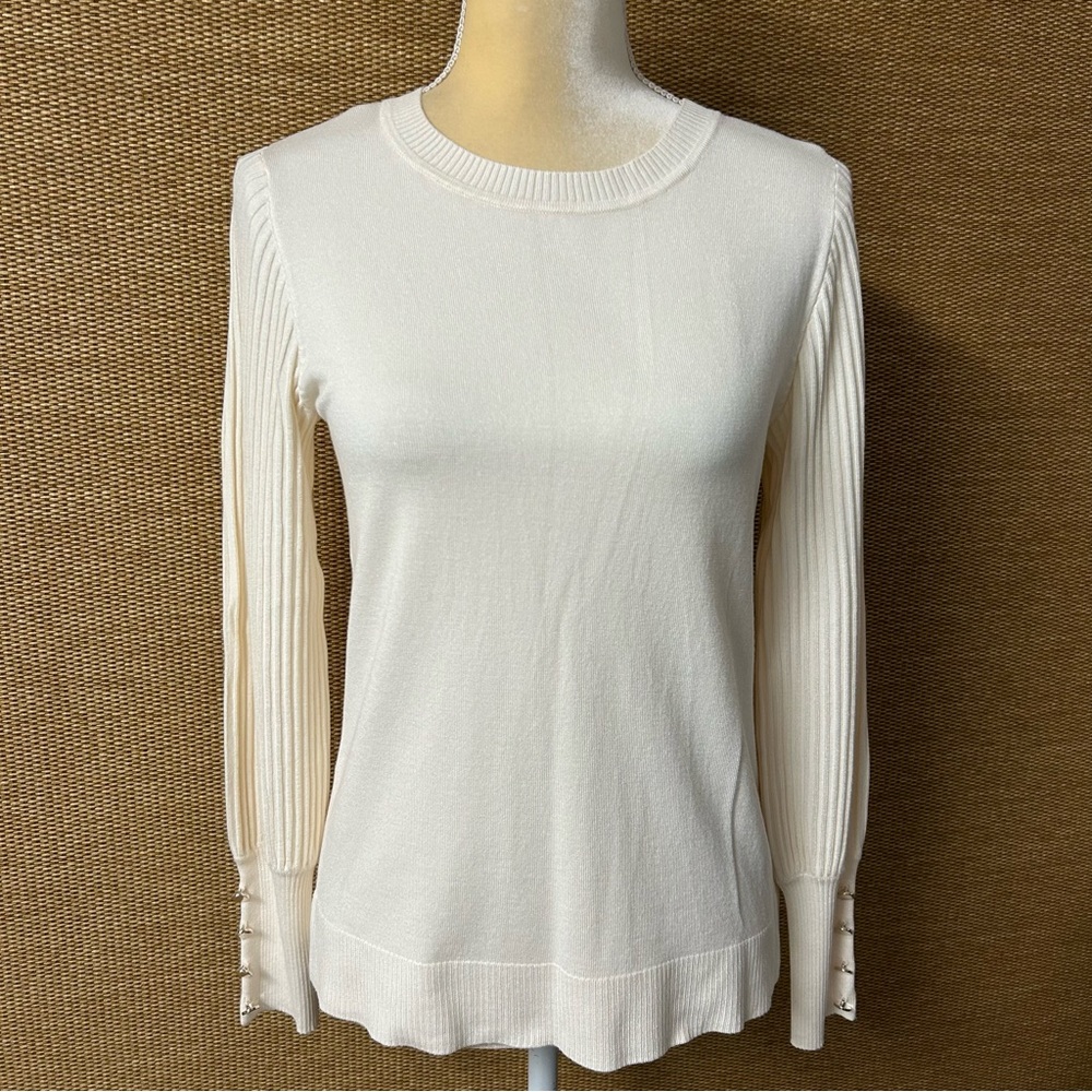 The Limited Sweater Women's Small Ivory Rib-Knit Sleeves NWT